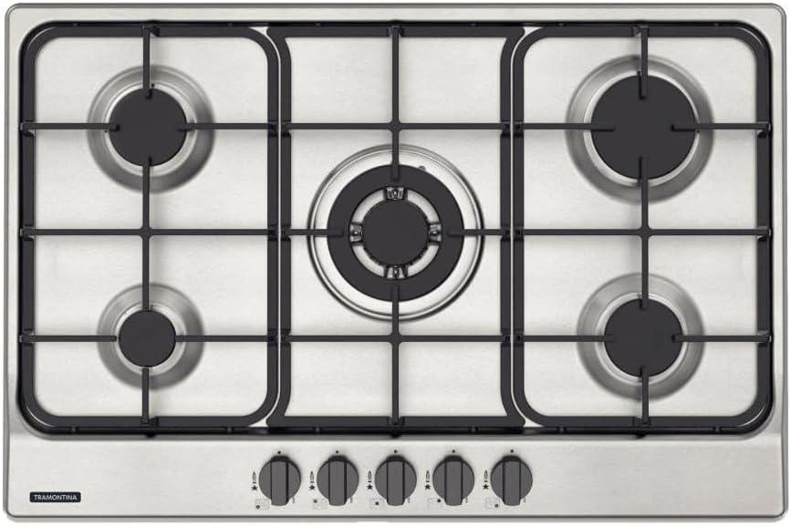 Cooktop a Gás Tramontina Penta 94716401 com 5 Bocas Inox Scotch Brite