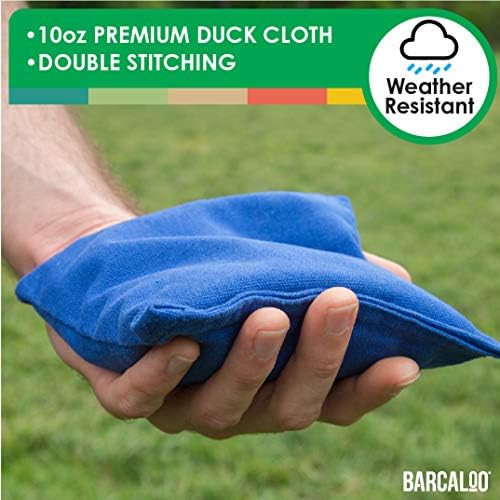 Barcaloo Weather Resistant Regulation Size & Weight Cornhole Bean Bags Set of 8 - Duck Cloth - Great for Corn Hole, Bean Bag Toss Game and More - Includes Cornhole Bag Carrying Case - 2