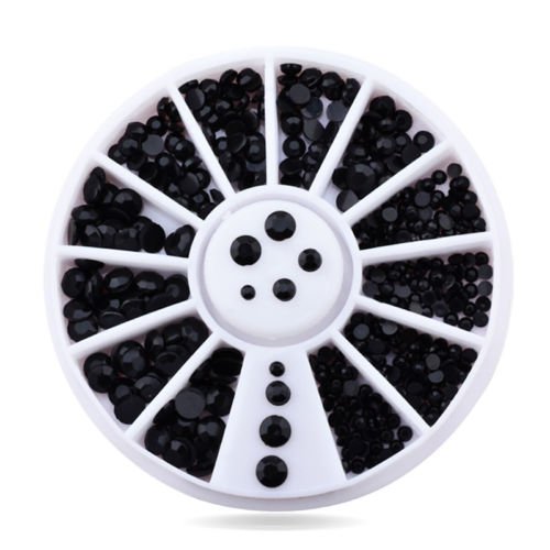 Artlalic 3D-Nagel-Schmuck, Strass, schwarze Schmuckstein-Form , für selbstgemachte Nailart, Werkzeug-Set
