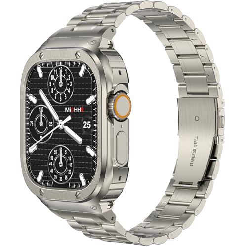 Image of MioHHR Stainless Steel Band with Case for Apple Watch Bands Ultra 3 /2 /1