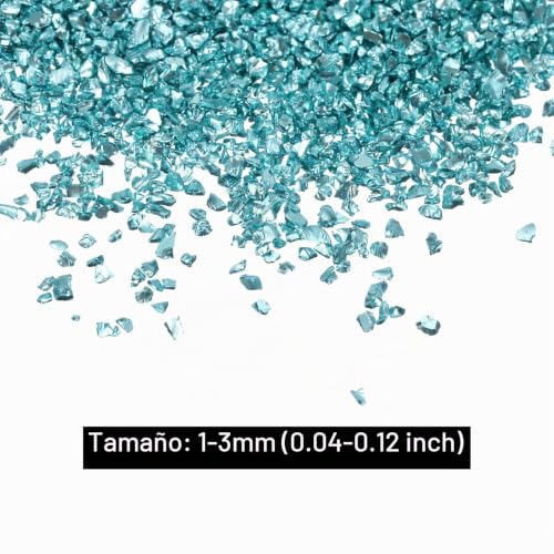 Miniatura 3 de Quarkzman Triturado Vidrio Alto Brillo Chips 1-3mm 29g Irregular Vidrio Metálico Cristal Chips Para Resina Artes Artesanía Bricolaje Jarrón Relleno, 6 Colores, Azul Verde Color Serie
