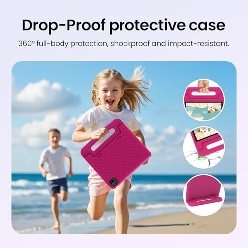 Image of ApoloSignage 2026 Android 16 Kids Tablet, 10 Inch HD Display, 8GB RAM, 64GB ROM (Expandable to 1TB), with Kids Space, Parental Controls, Long-Lasting Battery (Pink)