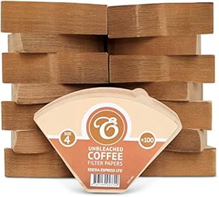 1500 Size 4 Coffee Filter Paper Cones, Unbleached by EDESIA ESPRESS