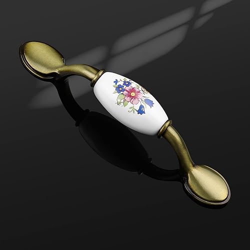 Miniatura 2 de Fashion Furniture Direct Paquete de 10 tiradores y manijas de bronce antiguo para gabinetes de cerámica vintage para cajones y aparadores de cajones