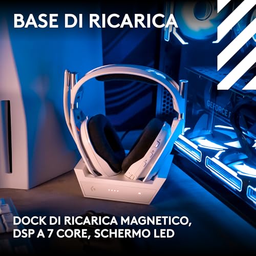 Astro A50 X LIGHTSPEED, Cuffia con microfono gaming wireless + base, PRO-G GRAPHENE, PLAYSYNC su Xbox Series X|S, PS5, PC/Mac, Nintendo Switch 2, Bluetooth, Passthru HDMI 2.1 - Blanco - Cuffia gaming - Immagine 9