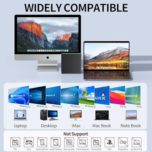 Lector CD/DVD Externo,Grabadora USB 3.0 y Type-C,Disquetera Externa USB,Reproductor DVD Portatil,Tarjetas SD TF y 4 Puertos USB Unidad CD/DVD -RW/ROM para PC/Laptop/Linux/Windows 11/10/9/Mac/Desktops - imagen 3