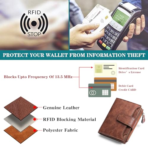 Image of FALAN MULE Small Wallet for Women Leather Bifold Compact RFID Blocking Small Womens Wallet Purse