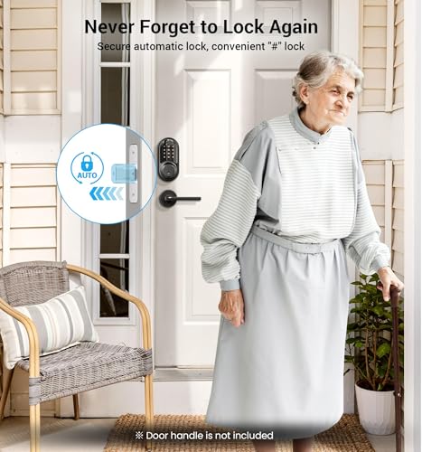 Image of Veise RZ06 Smart Lock for Front Door with App Control, Matte Black
