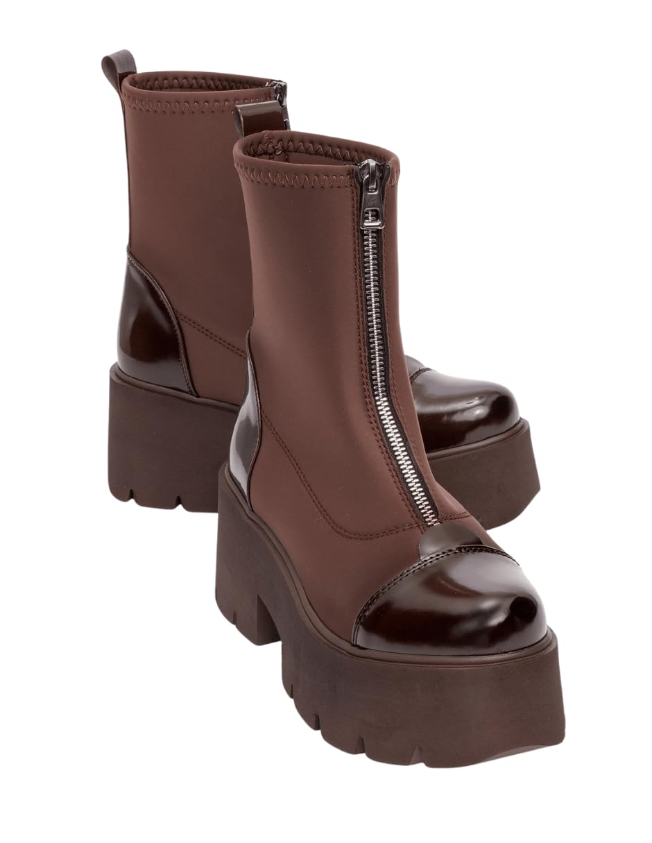 Prologue Bray Brown Patent Chunky Boot Women