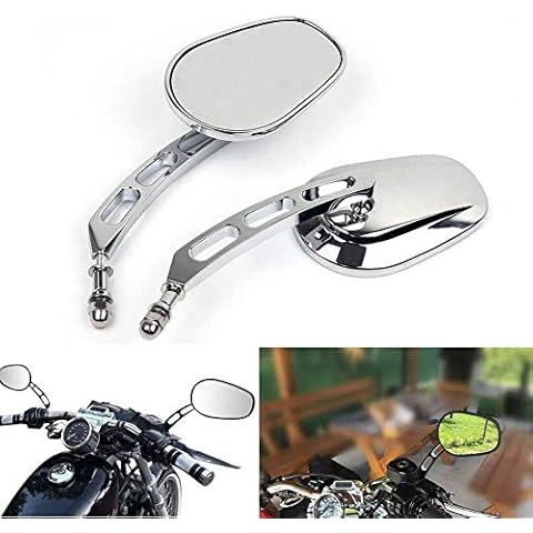 Motobiker Side Mirrors Compatible with harley Road King Sportster Street Electra Glide Dyna Softail Road Glide Motorcycle Rearview 1982-2022(Chrome) Cover