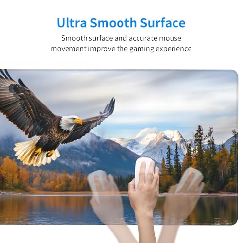 Image of Fall Eagle Landscape Extended Gaming Mouse Pad, with Stitched Edges Large Mouse Pad Desk Protector, Rubber Base Mousepad Keyboard Mouses Mat for Work Game Office Home- 32 inch X 12 inch Inch,E708