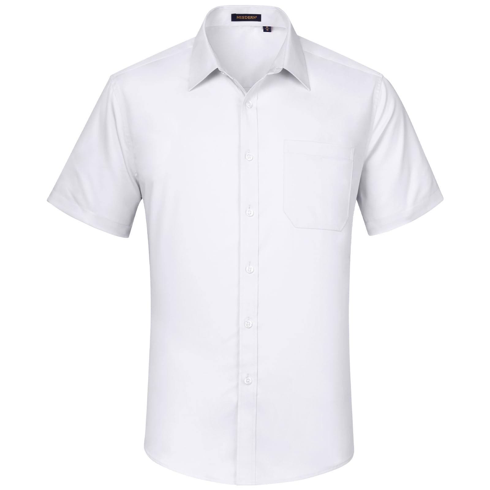 HISDERN Chemise Homme Manches Courtes Été Leger Chemises Habillée en Fibre de Bambou Homme sans Repassage Chemisette Boutonnée Décontractée Coupe Régulière avec Poche