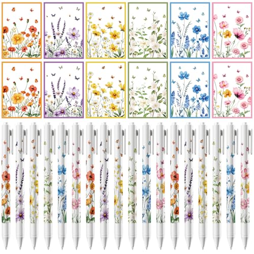 Bolígrafos de flores con cuadernos de líneas de alta opacidad que evitan manchas de tinta