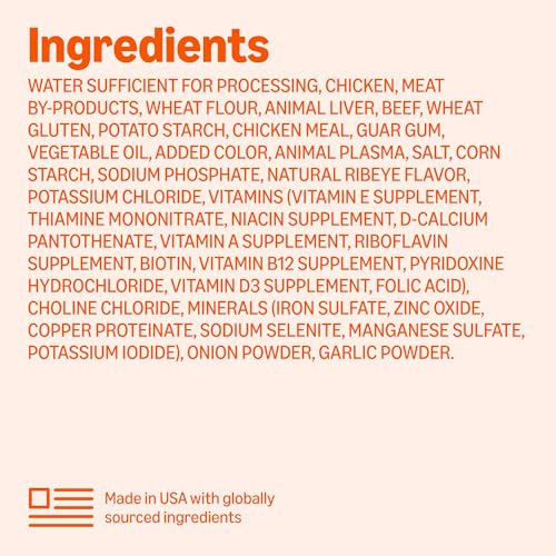 Image of Amazon Basics Wet Dog Food, Cuts in Gravy, Ribeye Flavor, Made with Real Chicken and Beef, 13.2 oz can (Pack of 12)