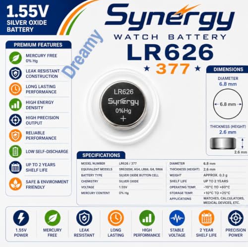 Image of Synergy LR626 /377 Watch Battery, Pack of 10