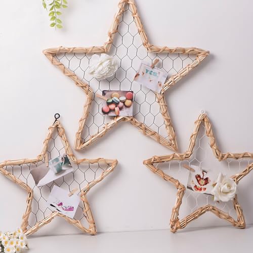 REDYY Handcrafteds Rattans Star Shape Photo Frames Wickers Picture Holder for 4x6inch Photos Wall or Table Decoration