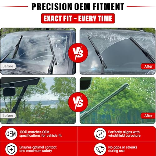 Image of 3 Pack Windshield Wiper Blades Replacement for Nissan Xterra 2005-2014 2015 | Nissan Pathfinder 2005-2012,Original Factory Quality Front Rear Wipers Blade Set for My Car - 24 inch /18 inch /12 inch U /J Hook