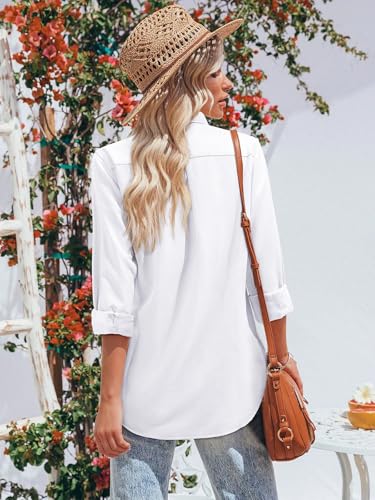 Womens Oxford Shirts Button Down Shirts Cotton Dress Shirts Long Sleeve Collared Work Office Blouses Tunic Tops2