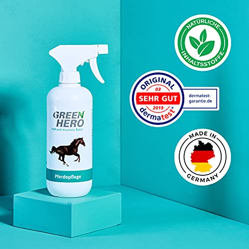 Green Hero Pferdepflege Pflegt die Haut und unterstützt den Regenerationsprozess bei Sommerekzemen Räude Juckreiz Milben Hefepilzen Reizungen für Pferde 500ml