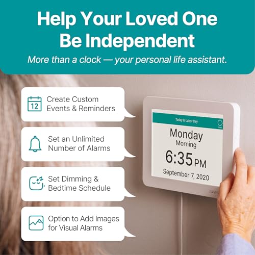 Image of American Lifetime New 2026 Dementia Clock Large Digital Clock for Seniors, Alzeimer Clock Large Display with Custom Alarms, Clock with Day & Date for Elderly, Digital Calendar Premium White Pro