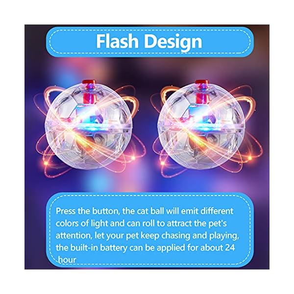 Frienda 4 pieces ghost hunting cat ball motion light up cat balls led motion activated cat ball motion light up cat dog interactive toy pet glowing mini running exercise ball toys for animals activity - image 4