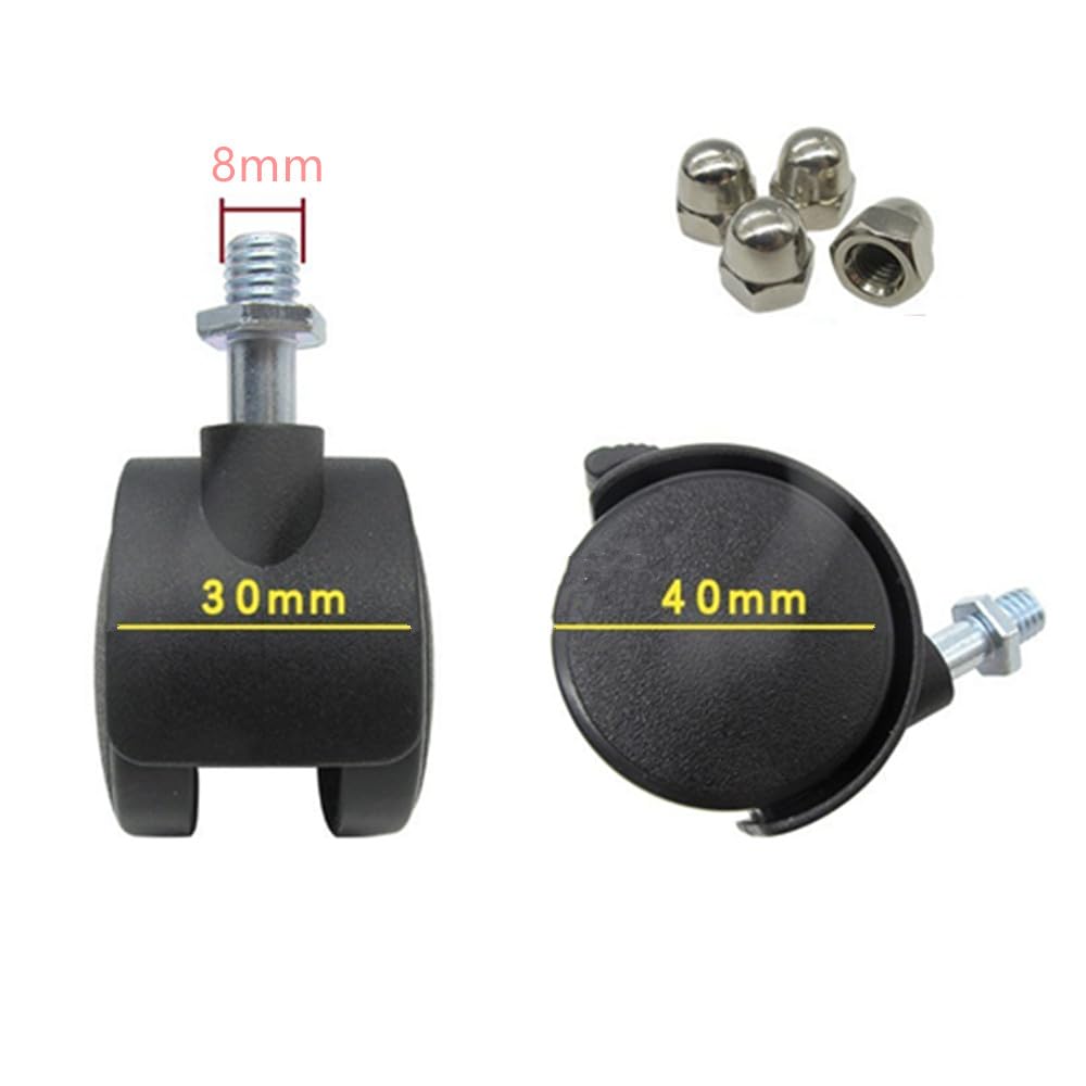 Black swivel castors for furniture 40mm diameter with fixing plate and ball bearing for Electric Heating Oil Heater Replacement Basic Wheels 4 PCS Loopunk (without brake) - Image 2