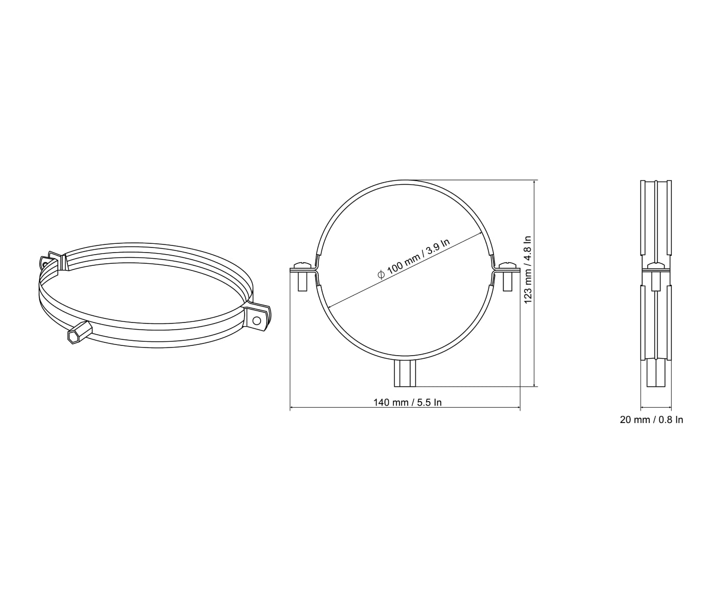 H&C VENT Duct Pipe Clamp Hose with Rubber Sealing - Image 2