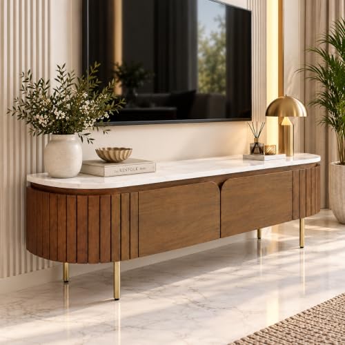 Image of The Attic Carlston TV Cabinet,Solid Wood Sideboard TV Cabinet for Living Room - Carlston Model, Provential Teak Matte Finish