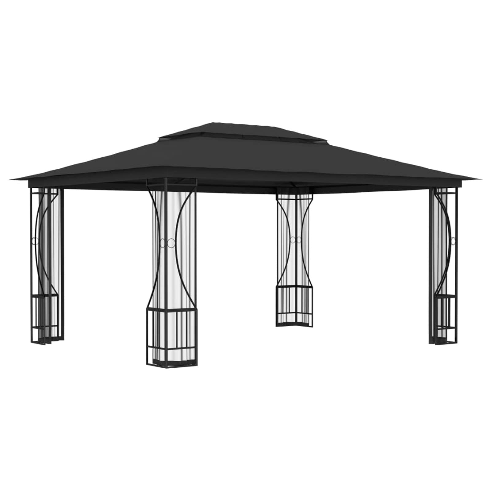 Gazebo con Rete 300x400x265 cm Antracite,Gazebo,Impermeabile,Anti UV,Gazebo da Giardino,Gazebo Esterno-48598