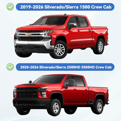 Image of Window Visors Rain Guards for 2019-2026 Chevy Silverado /GMC Sierra 1500 Crew Cab, Out-Channel Window Vent Wind Deflectors Visors Shades for 20-26 Silverado /Sierra 2500HD 3500HD Crew Cab