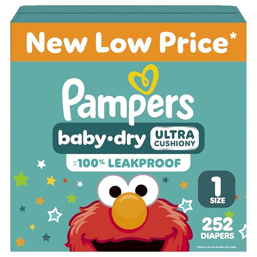 Image of Pampers Baby Dry Diapers, Size 1, 8-14 lbs, 252 Count, Absorbent Disposable Diapers