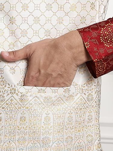 Image of Sojanya (Since 1958 Men'S Silk Blend Kurta Pyjama & Nehru Jacket Combo
