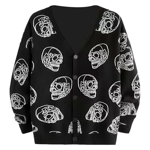 Cardigan tricoté unisexe Halloween motif automne-hiver pull ouvert chaud pour adulte