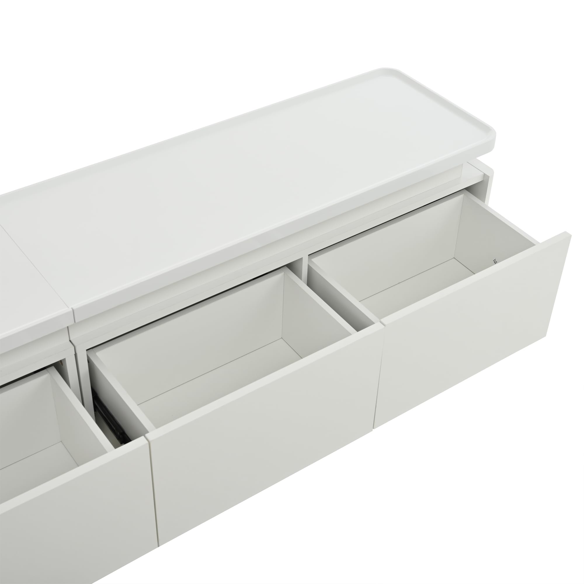 SACOOL Gabinete de TV blanco de alto brillo 180 x 34 x 40 cm con LED y 4 cajones, soporte de TV y gabinete de TV, tablero y mesa de TV, armario de TV y mesa de TV adecuado para televisores de 80