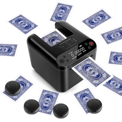 Transmisor de tarjetas eléctrico automático recargable para 1/2/3 cubiertas, 1-12 jugadores, 4 botones de llamada, rotación de 360° y 180°, compatible con Texas Hold'em Poker, UNO, Bridge, Blackjack y