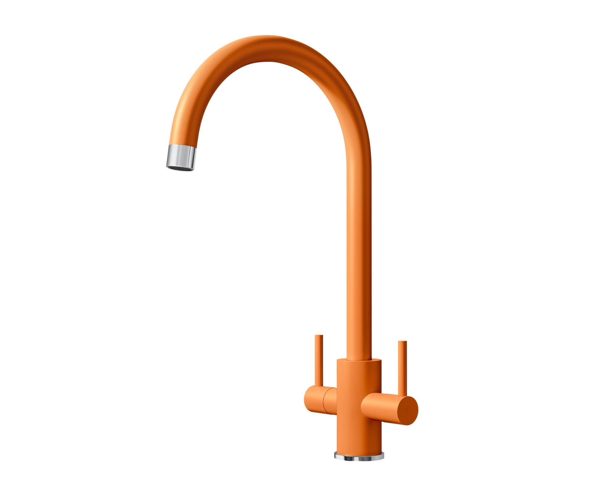 Liquida Orange Pr70oc Twin Lever Swivel Spout & Chrome Kitchen Mixer Tap
