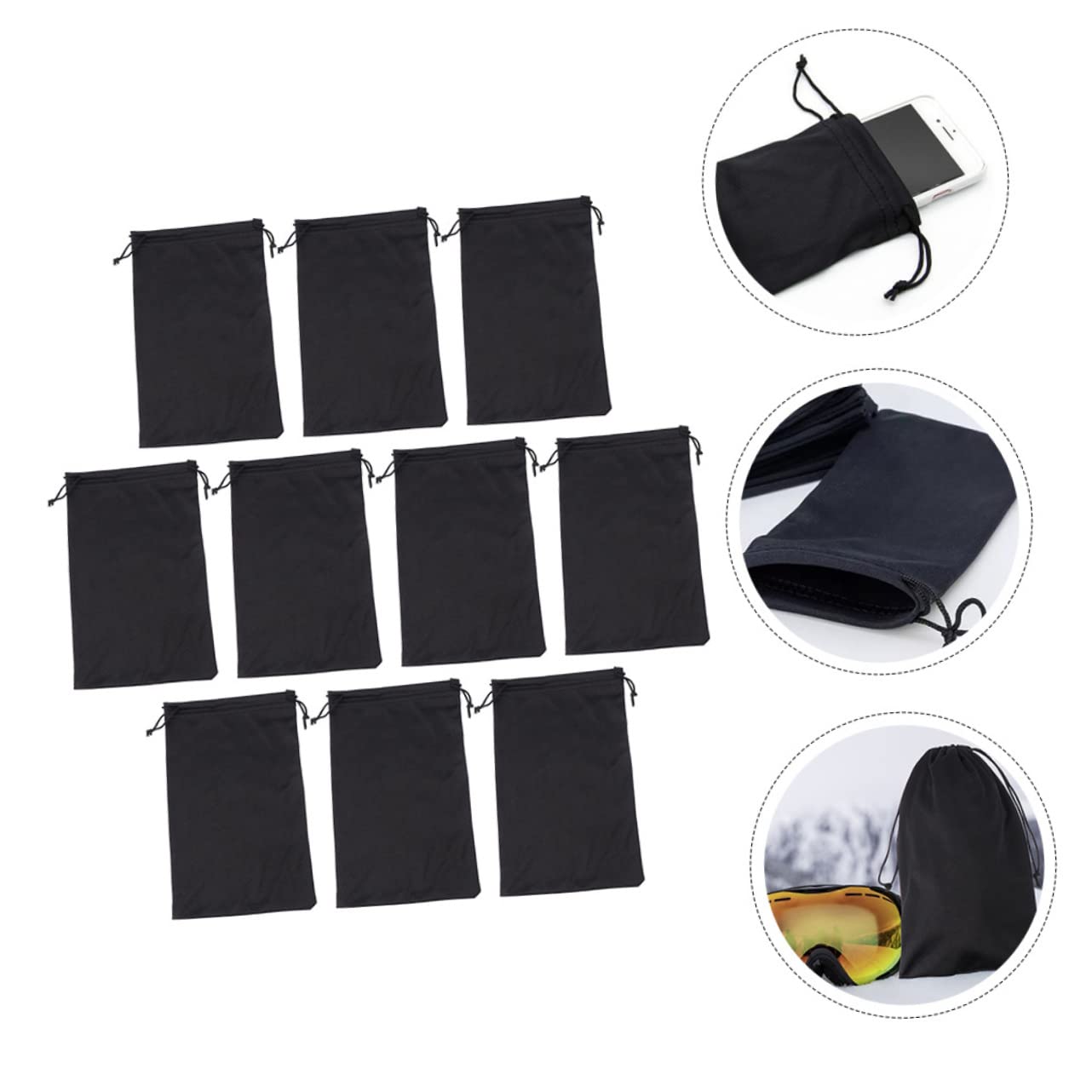 3 Sätze Aufbewahrungstasche Für Brillen Brillenbeutel Gläser Skibrille Taschen Anti -nebel Aufbewahrungsbeutel Für Brillen Brillenhalter Brillenetui Flanell Schwarz 25 Stück * 3