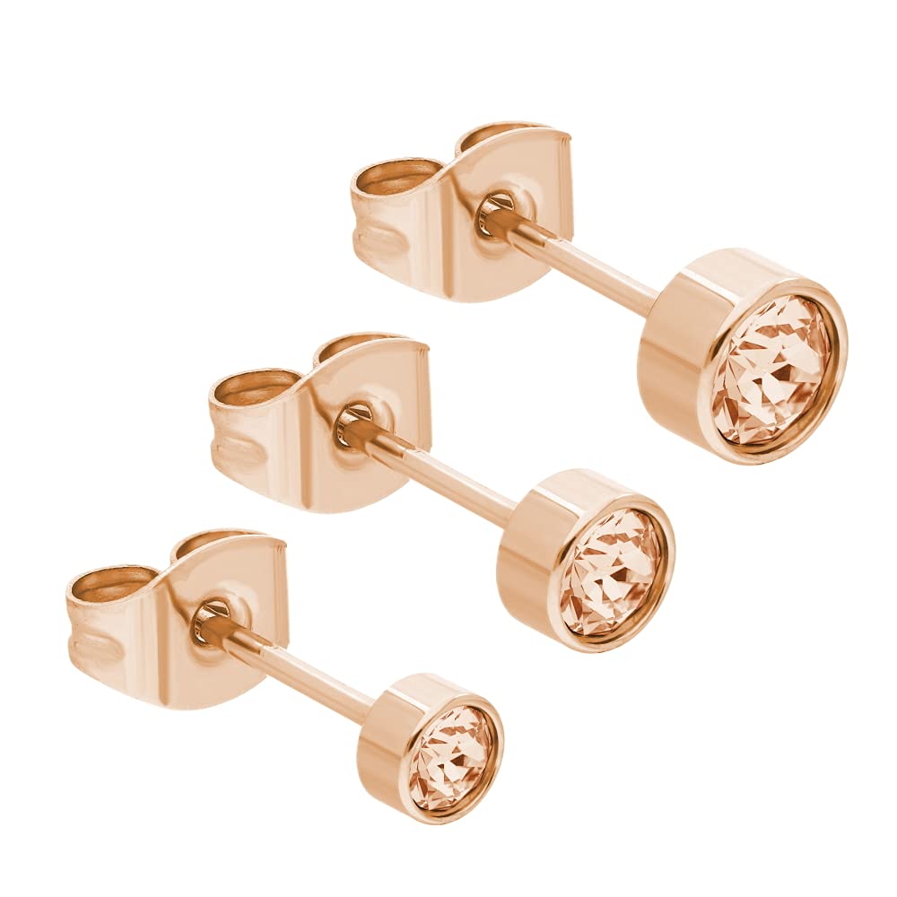 Max Palmer - 3 Paar Ohrstecker Set mit Swarovski Kristall