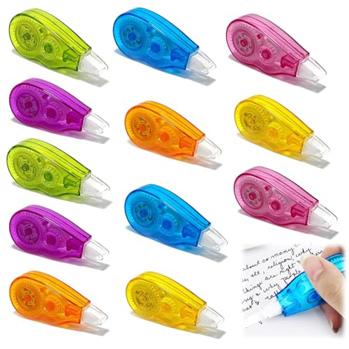 12pcs Cintas Correctoras, 4m x 5 mm Cinta Correctora Roller Mini Pocket Mouse con Tapa Protectora Útil para Borrar y Escribir de Inmediato con Alta Cobertura para Adulto Wstudiante Oficinista