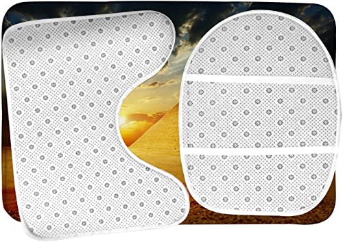 Badezimmerteppich-Set, 3-teilig, ägyptische Pyramiden bei Sonnenuntergang, waschbare Badeteppiche, rutschfest, mit Rückenpolster, Konturteppich und Toilettendeckelbezug – Bild 6