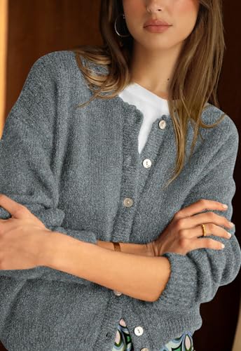 Image of PRETTYGARDEN Long Sleeve Crewneck Button Down Womens Sweaters Fall Open Front Chunky Cardigan Sweaters for Women 2026