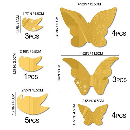 Amaonm 21 Pcs Removable Crystal Acrylic Mirror Butterfly Wall Decals Fashion Diy Home Decorations Art Decor Wall Stickers Murals For Kids Nursery Room Bedroom Door Bathroom #TOP1