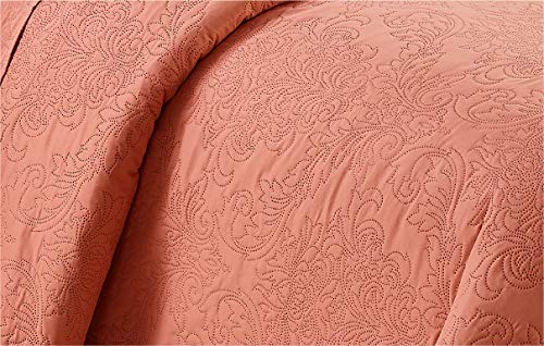 Home Collection 2Pc Twin/Twin Xl Over Size Elegant Embossed Bedspread Set Light Weight Solid Coral New #TOP1