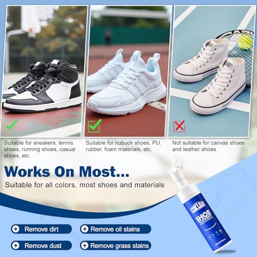 Coklean Water-free Sneaker Cleaner, White Shoe Cleaner Kit 6.76 OZ Foam for Tennis Shoes, - image 6