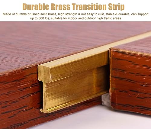 Bodenleiste aus gebürstetem massivem Messing, für Türen, zuschneidbar, 1 m lang (B 5 x H 12 mm)