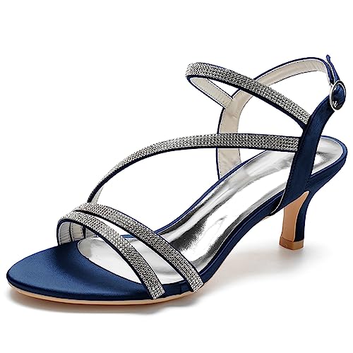 TNXZ Wedding Event Dress Shoes 2.36 in Women's Slingback High Heels Peep Toe Pumps Kitten Heel Ankle Strap Party Office Dress Shoes