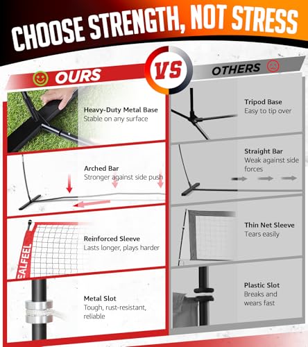 ZEALFEEL Volleyball Net, 12FT Training Set with 3-Level Adjustable Height (8\'/7.4\'/6.6\'), Freestanding Portable Practice Net for Backyard, Serving & Spiking Drills, with Carry Bag for Outdoor & Indoor - Thumbnail 4