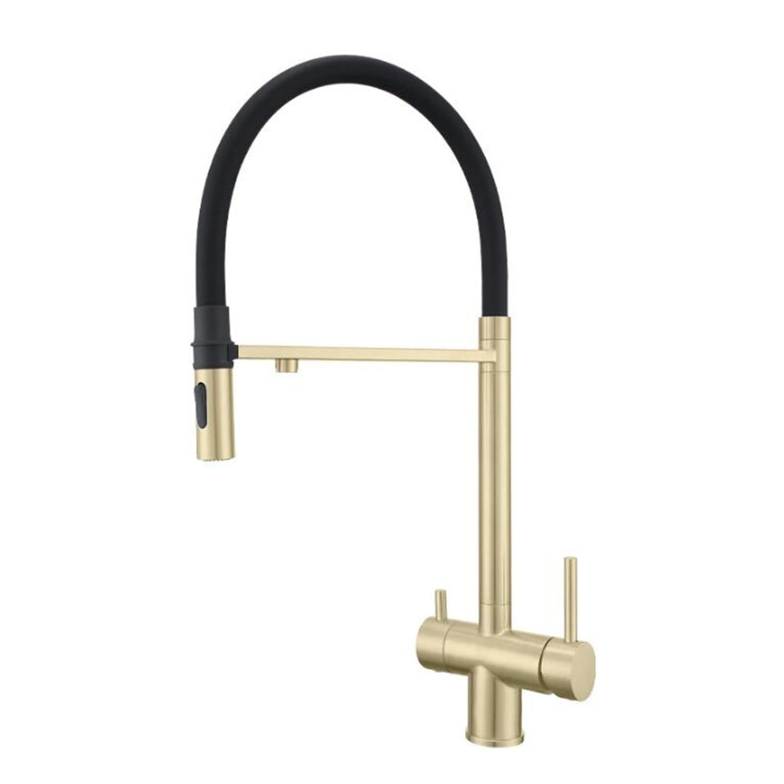 Robinet cuisine 3 voies extensible or brossé fini l'encombrement de l'eau filtrée