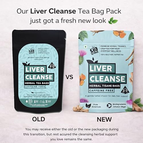 Image of The Tea Trove Liver Cleanse Tea Bags (30 counts) - Fatty Liver Detox Herbal Tea blend of Milk Thistle, Dandelion Root, Ginger, Fennel, Peppermint & Turmeric - 60g