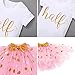 Kids First Birthday Cake Smash Wild One Party Bow Fancy Sweetheart Clothes Set for Baby Girls Princess Letter Short Sleeve Romper Gold Polka Dots Mini Tutu Dress White-Half Birthday 6 Momths